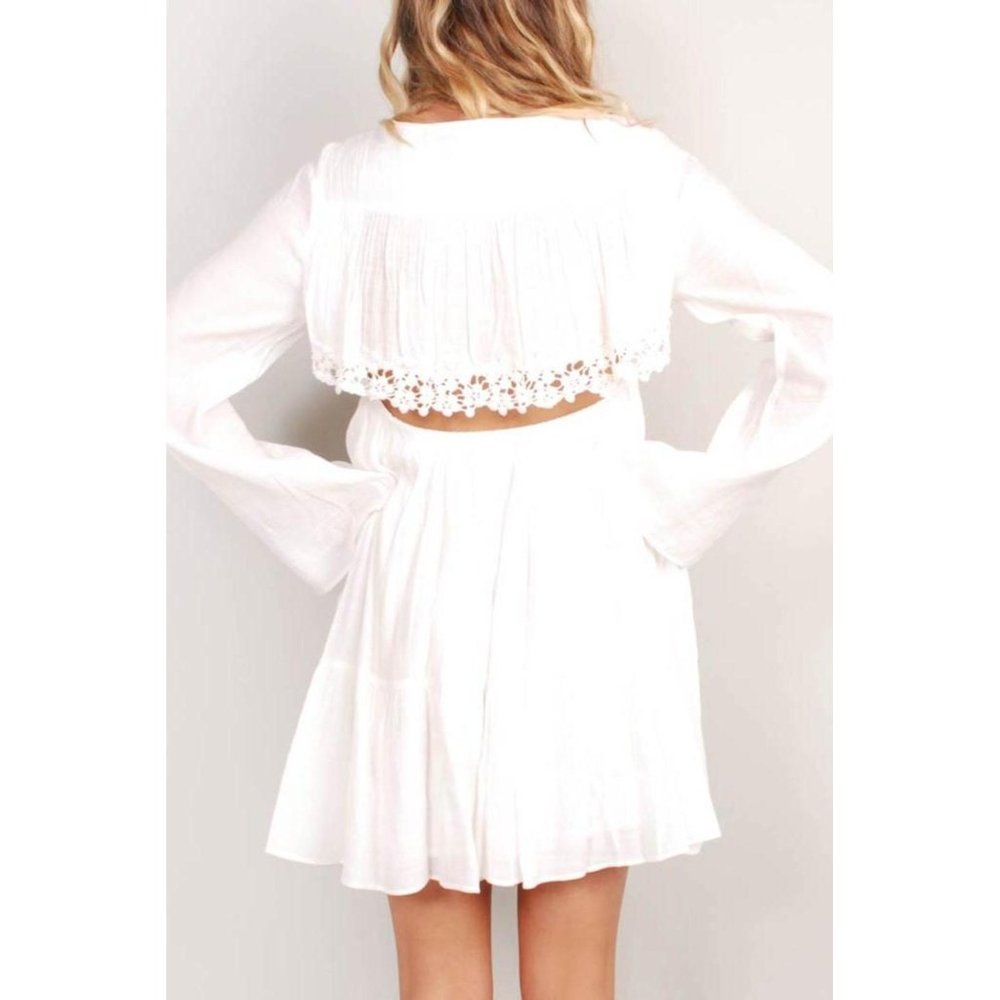 Free People Bohemian Cottagecore Cream Gentle Dreamer Dress Size Small - Picture 10 of 10